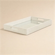 Pemberly Row Shagreen Mirrored Serving Tray - White Silver - Large Size