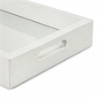 Pemberly Row Shagreen Mirrored Serving Tray - White Silver - Large Size