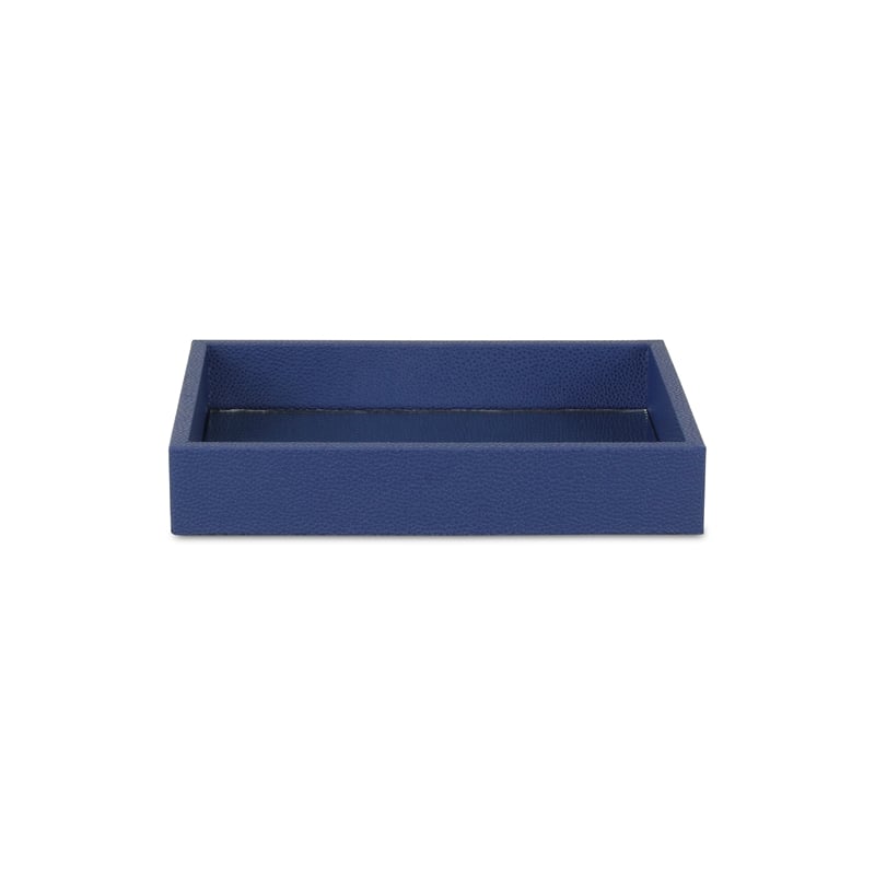 Pemberly Row Shagreen Mirrored Serving Tray - Navy Blue - Small Size