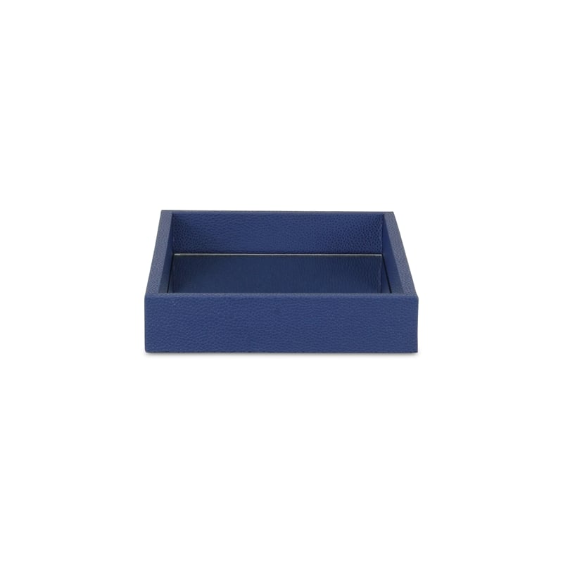 Pemberly Row Shagreen Mirrored Serving Tray - Navy Blue - Small Size