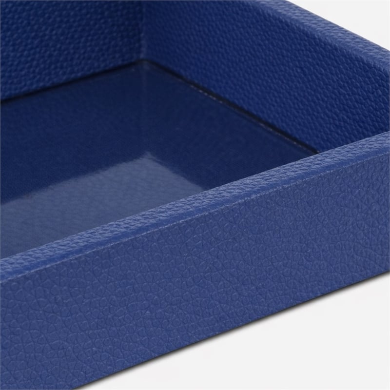 Pemberly Row Shagreen Mirrored Serving Tray - Navy Blue - Small Size