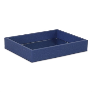 Pemberly Row Shagreen Mirrored Serving Tray - Navy Blue - Small Size