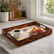 Pemberly Row Burlwood Veneer Glass Top Map Tray