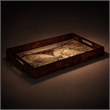 Pemberly Row Burlwood Veneer Glass Top Map Tray