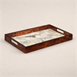 Pemberly Row Burlwood Veneer Glass Top Map Tray