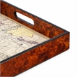 Pemberly Row Burlwood Veneer Glass Top Map Tray