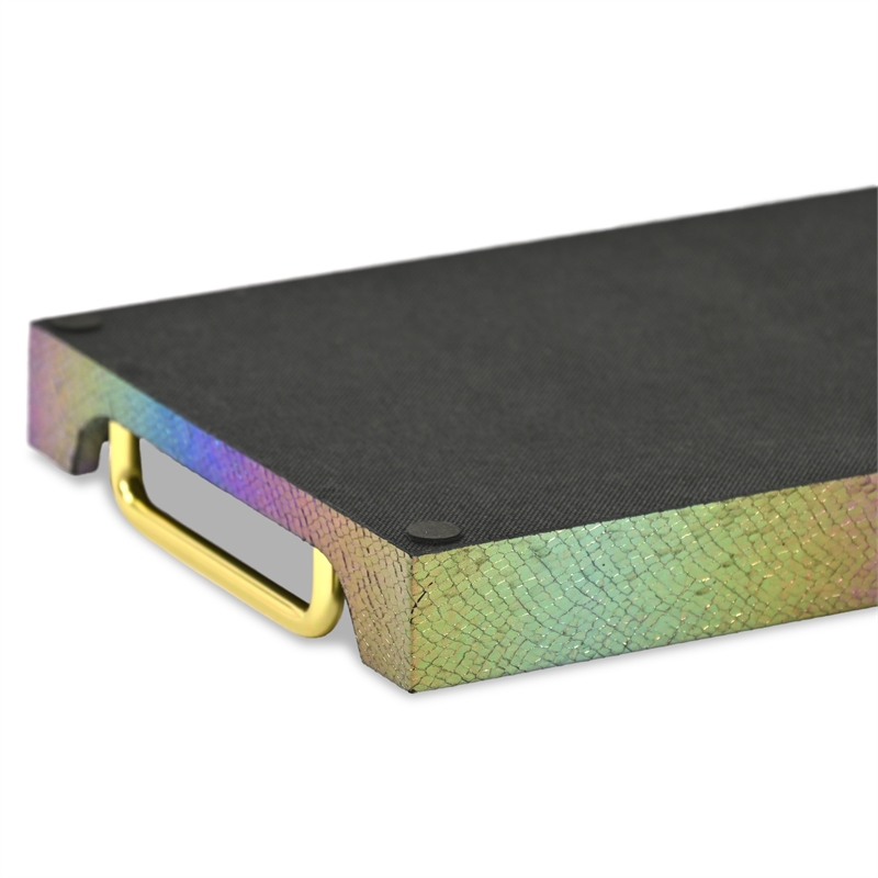 Pemberly Row Iridescent Seascale Tray with Gold Handles - Compact Size