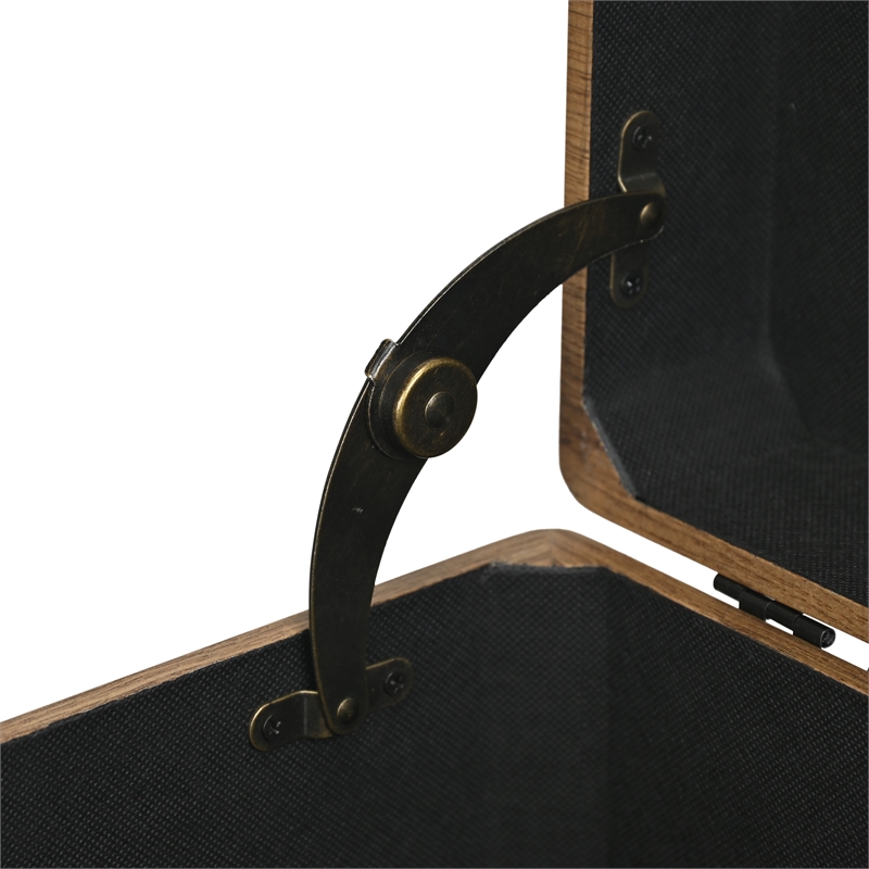 Pemberly Row Set of 3 Brown Storage Trunks with Black Handles