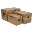 Pemberly Row Set of 3 Brown Storage Trunks with Black Handles