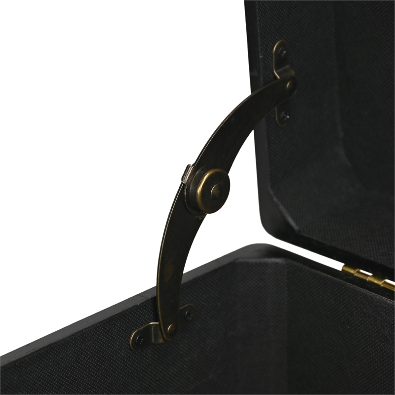 Pemberly Row Set of 3 Black Storage Trunks with Gold Handles