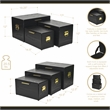 Pemberly Row Set of 3 Black Storage Trunks with Gold Handles