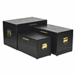 Pemberly Row Set of 3 Black Storage Trunks with Gold Handles