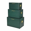 Pemberly Row Set of 3 Green Storage Trunks with Gold Handles