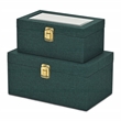 Pemberly Row 2 Pc Nested Linen Box Set in Dark Green with Gold Accents