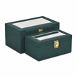Pemberly Row 2 Pc Nested Linen Box Set in Dark Green with Gold Accents