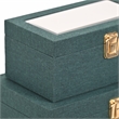 Pemberly Row 2 Pc Nested Linen Box Set in Dark Green with Gold Accents