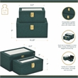 Pemberly Row 2 Pc Nested Linen Box Set in Dark Green with Gold Accents