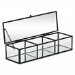 Pemberly Row Mirrored Glass Display Box with 3 Compartments in Black
