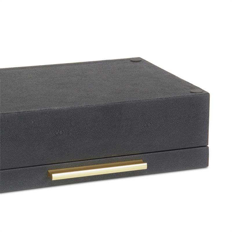 Pemberly Row Decorative Box Set in Black Faux Shagreen Finish
