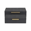Pemberly Row Decorative Box Set in Black Faux Shagreen Finish