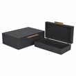 Pemberly Row Decorative Box Set in Black Faux Shagreen Finish
