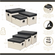 Pemberly Row Set of 3 Black Shagreen & Cream Wicker Pattern Storage Trunks