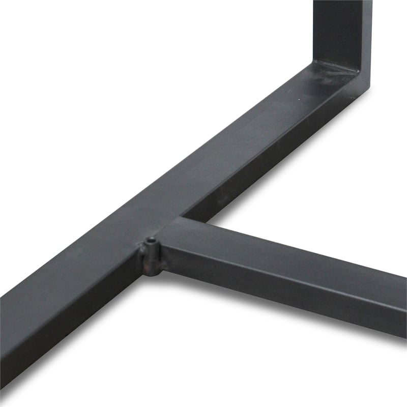 Pemberly Row Wood and Black Metal T Leg Banquet Table