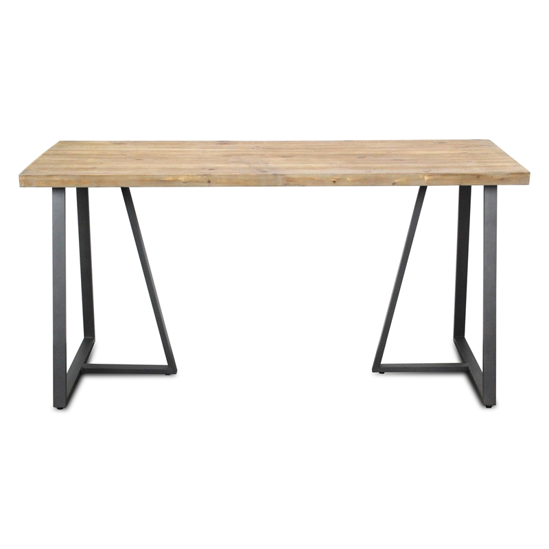 Pemberly Row Wood and Black Metal T Leg Banquet Table