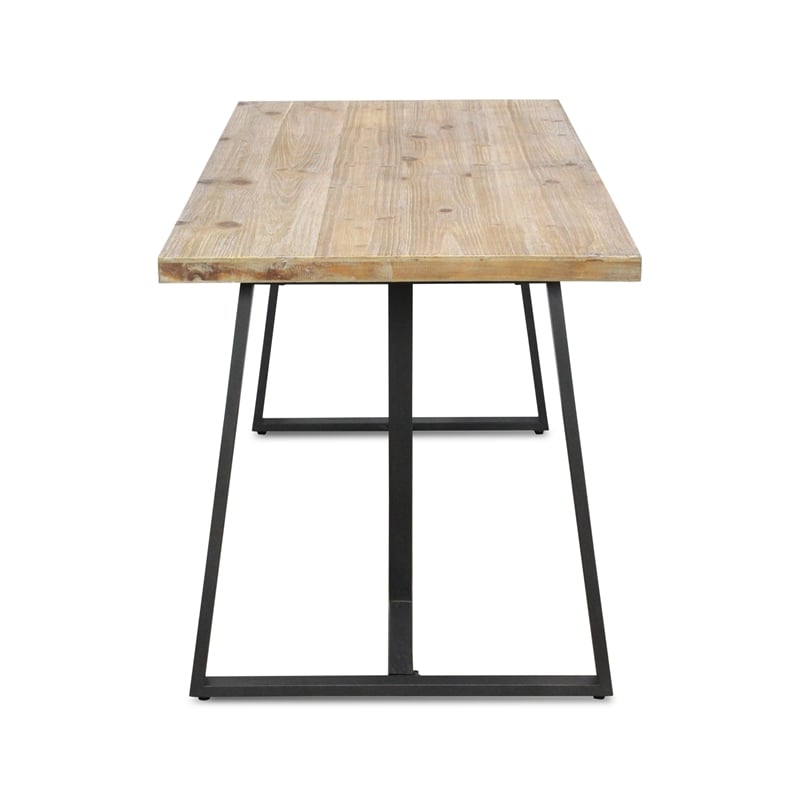 Pemberly Row Wood and Black Metal T Leg Banquet Table