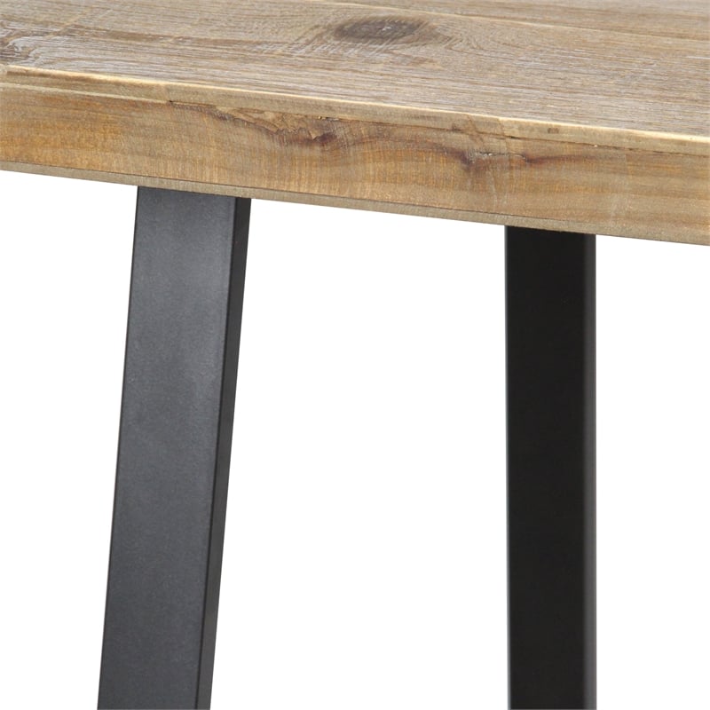 Pemberly Row Wood and Black Metal T Leg Banquet Table