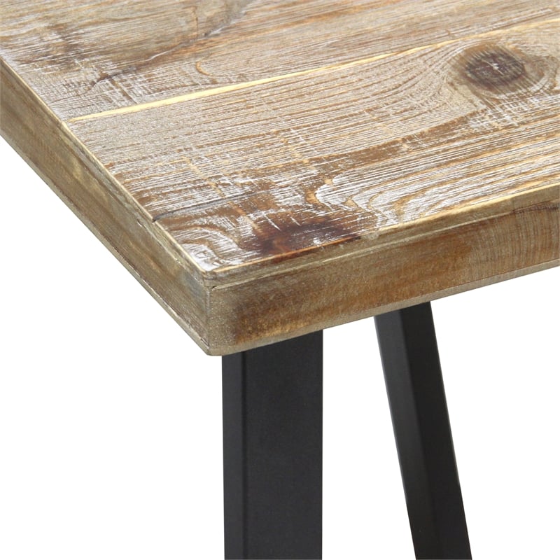 Pemberly Row Wood and Black Metal T Leg Banquet Table