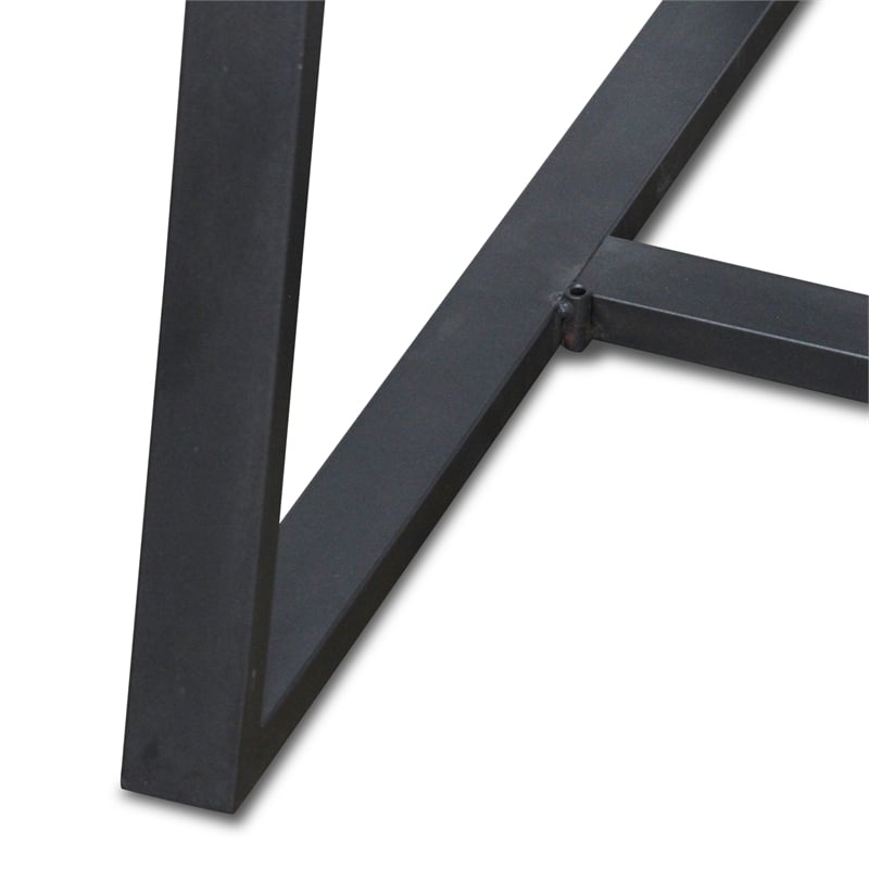 Pemberly Row Wood and Black Metal T Leg Banquet Table