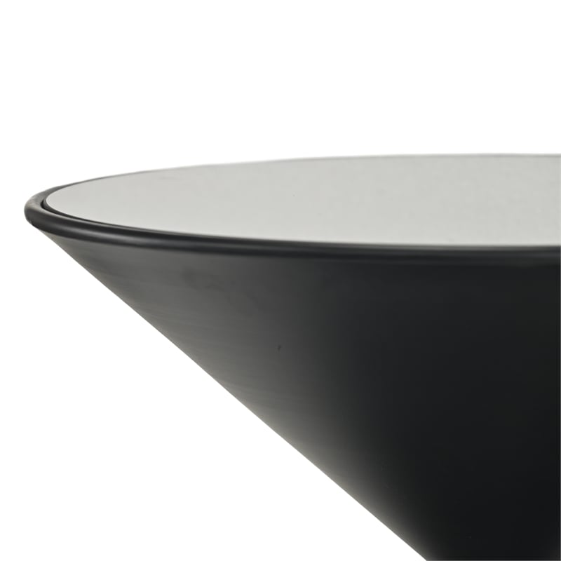 Pemberly Row Hourglass Black Metal Table with Glass Top