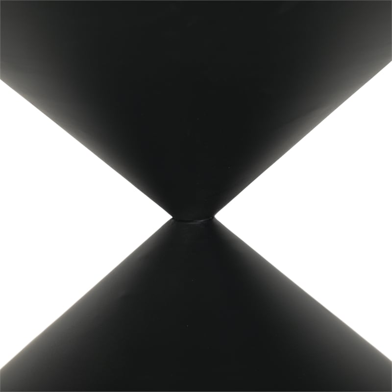 Pemberly Row Hourglass Black Metal Table with Glass Top