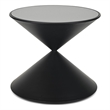 Pemberly Row Hourglass Black Metal Table with Glass Top