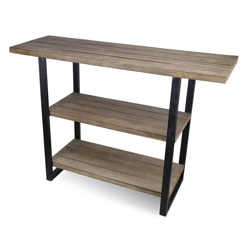Pemberly Row Rustic 3 Tier Wood and Metal Display Table