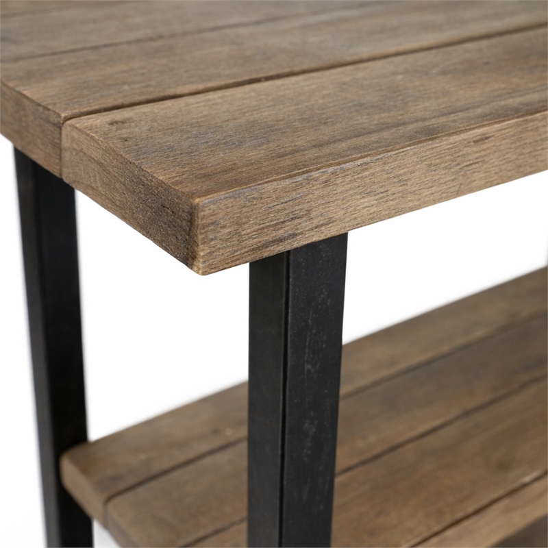 Pemberly Row Rustic 3 Tier Wood and Metal Display Table