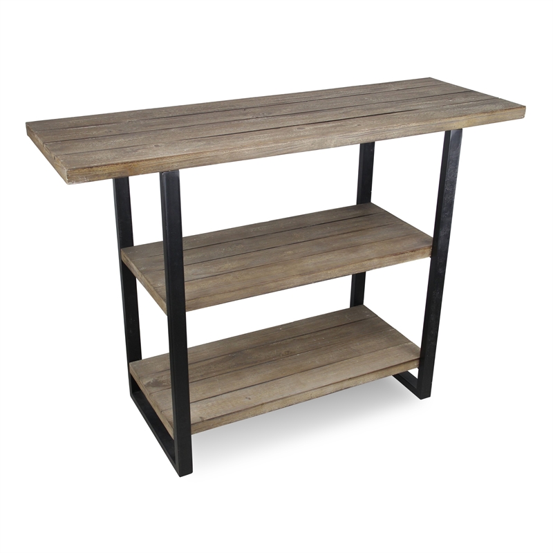 Pemberly Row Rustic 3 Tier Wood and Metal Display Table