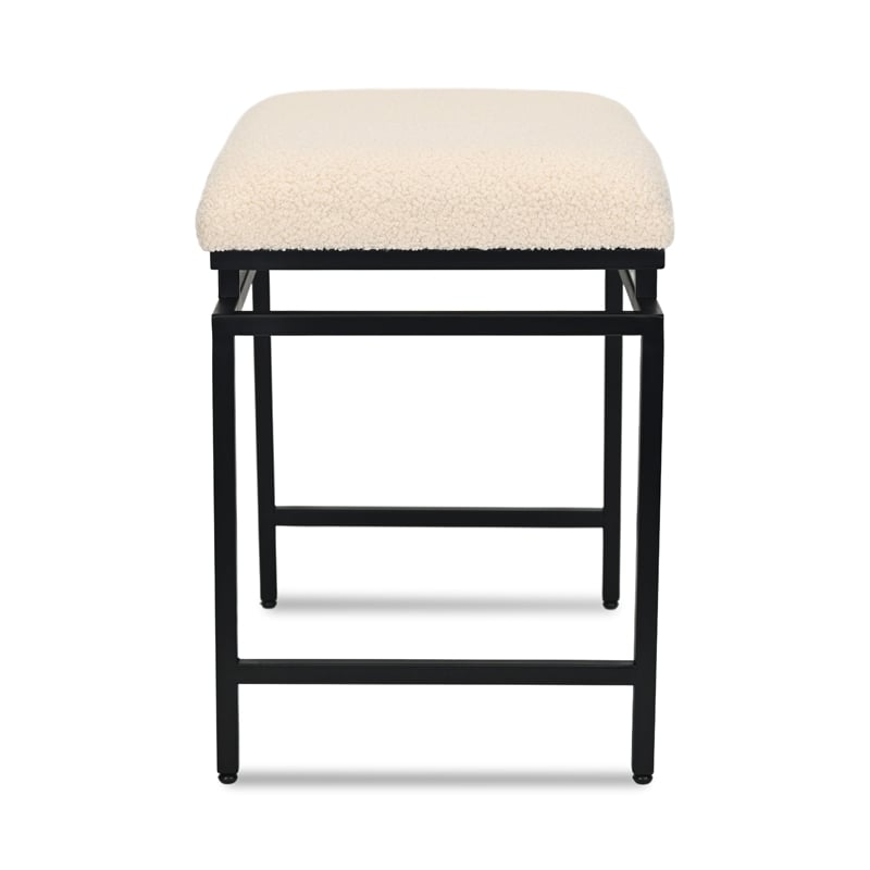 Pemberly Row Black Bench with Cream Boucle Upholstery