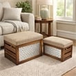 Pemberly Row Nesting Cushioned Wood and Metal Storage Benches Set of 2