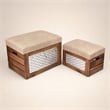 Pemberly Row Nesting Cushioned Wood and Metal Storage Benches Set of 2