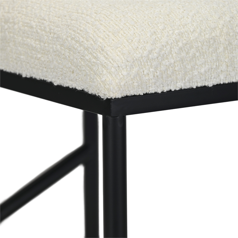 Pemberly Row Abstract Black Bench with White Boucle Upholstery