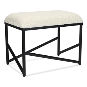 Pemberly Row Abstract Black Bench with White Boucle Upholstery