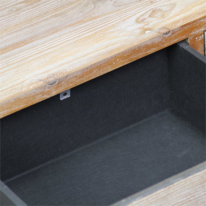 Pemberly Row 3 Tier and Two Drawer Wood and Metal Shelf