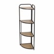 Pemberly Row Foldable 4 Tier Wood and Metal Corner Shelf