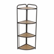 Pemberly Row Foldable 4 Tier Wood and Metal Corner Shelf