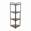 Pemberly Row Foldable 4 Tier Wood and Metal Corner Shelf