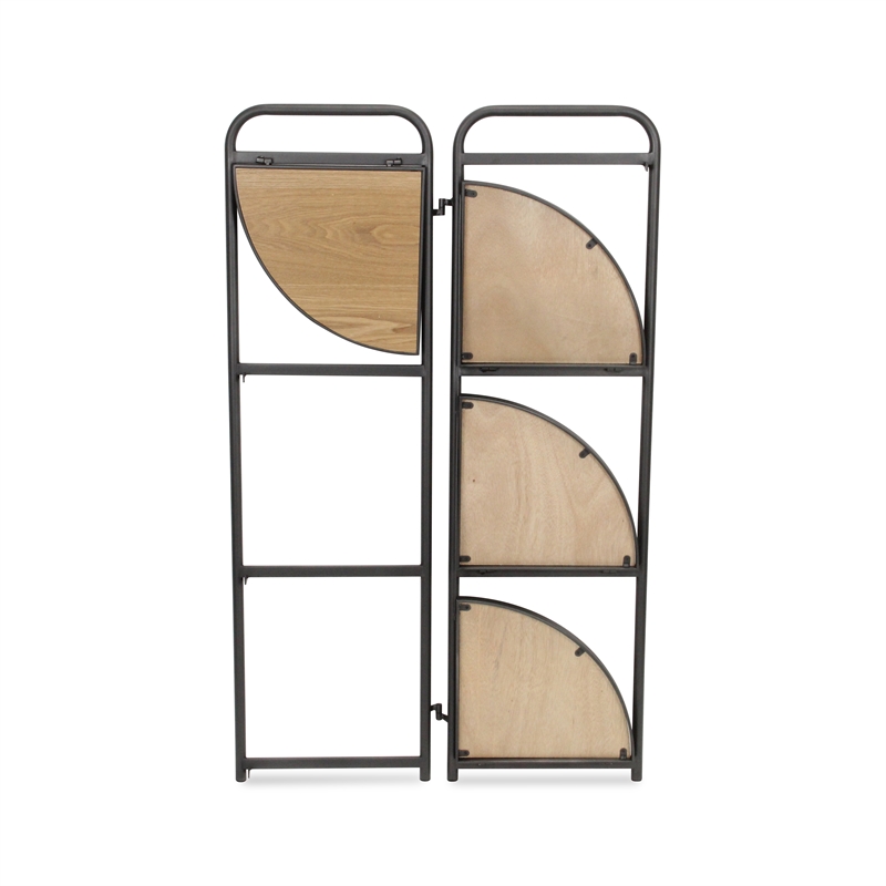 Pemberly Row Foldable 4 Tier Wood and Metal Corner Shelf
