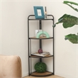Pemberly Row Foldable 4 Tier Wood and Metal Corner Shelf