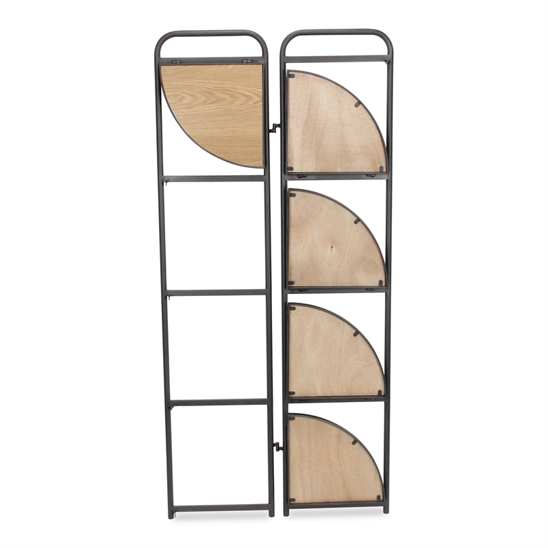 Pemberly Row 5-Tier Foldable Wood and Metal Corner Shelf